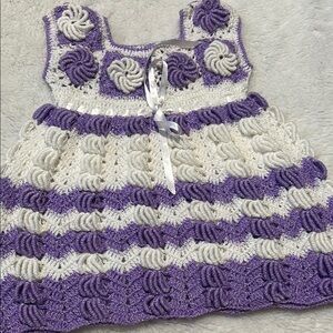 Casual Purple and White crochet Sundress